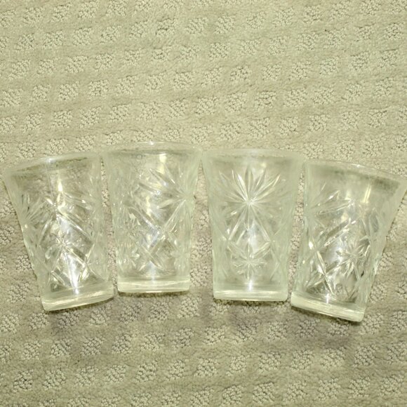 Set Of (4) Vintage Anchor Hocking Clear Glass Juice Tumblers Star Of David 8 oz - Picture 1 of 5